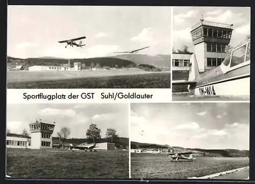 AK Suhl /Goldlauter, verschiedene Ansichten auf dem Sportflugplatz der GST