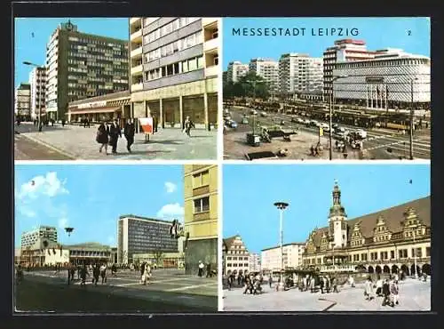 AK Leipzig, Warenhaus Konsument am Brühl, Sachsenplatz, Altes Rathaus, Strassenbahn