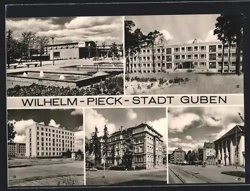 AK Guben, Obersprucke, Oberschule VIII, Lehrlingswohnheim und Filmtheater