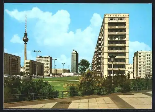 AK Berlin, Blick zum Alexanderplatz mit Fernsehturm