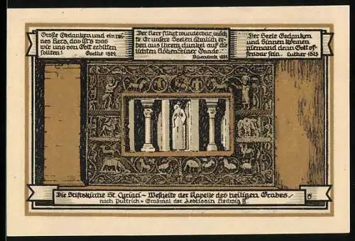 Notgeld Gernrode /Harz 1921, 75 Pfennig, Die Stiftskirche St. Cyriaci, Westseite der Kapelle des heiligen Grabes