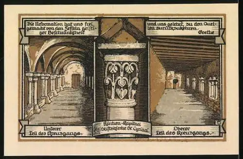 Notgeld Gernrode /Harz 1921, 50 Pfennig, Die Stiftskirche St. Cyriaci von Osten um 1840