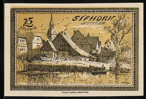 Notgeld Gifhorn 1921, 25 Pfennig, Ortspartie