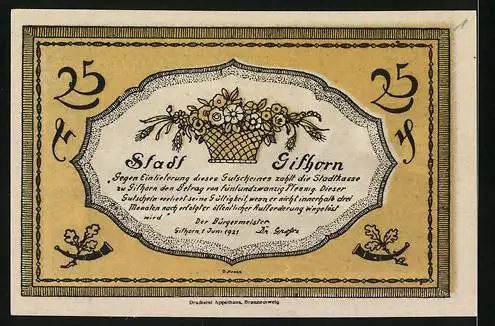 Notgeld Gifhorn 1921, 25 Pfennig, Ortspartie