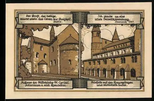 Notgeld Gernrode /Harz 1921, 75 Pfennig, Äusseres der Stiftskirche St. Cyriaci, Altarraum und südlicher Kreuzarm