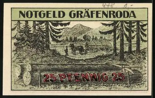 Notgeld Gräfenroda, 25 Pfennig, Ortspartie mit Eisenbahn