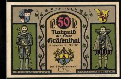 Notgeld Gräfenthal 1921, 50 Pfennig, Die Grafen von Pappenheim, Wappen