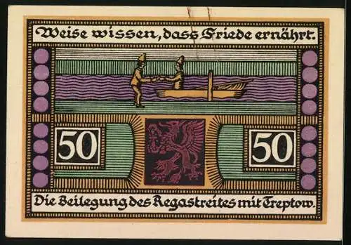 Notgeld Greifenberg i. Pomm. 1921, 50 Pfennig, Esel und Narren mögen sich zanken