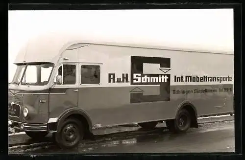 Fotografie Ackermann-Fahrzeugbau Wuppertal, Lastwagen Aufbauten, LKW MAN A. & H. Schmitt Möbeltransporte Böblingen