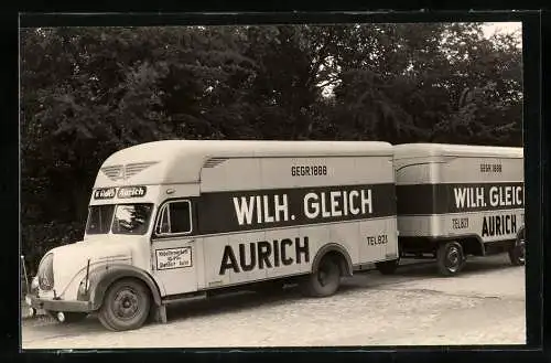 Fotografie Ackermann-Fahrzeugbau Wuppertal, Lastwagen Aufbauten, LKW Magirus-Deutz Wilh. Gleich Spedition Aurich