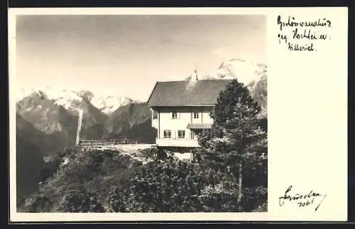 Foto-AK Hans Hruschka Nr. 1061: Gschösswandhütte, Ansicht gegen Hochfeiler