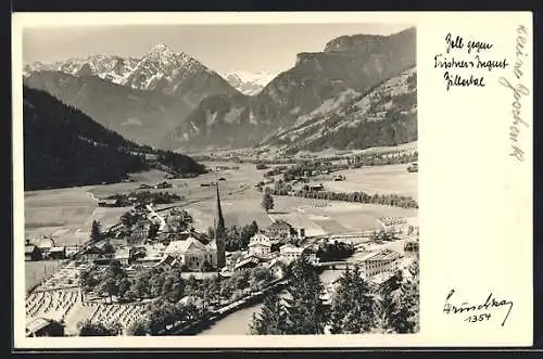 Foto-AK Hans Hruschka Nr. 1354: Zell im Zillertal, Ortsansicht gegen Tristner