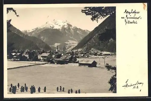 Foto-AK Hans Hruschka Nr. 2: Mayrhofen /Zillertal, Ortsansicht gegen Grünberg