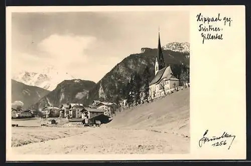 AK Hippach / Zillertal, Teilansicht mit Kirche