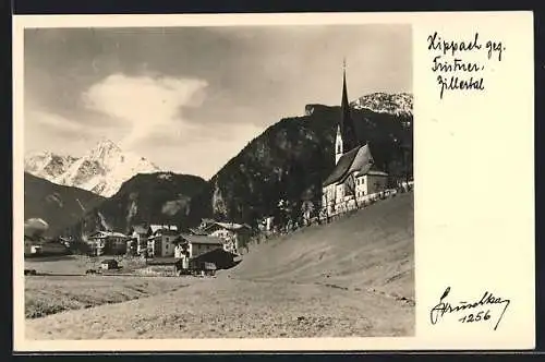 AK Hippach / Zillertal, Teilansicht mit Kirche