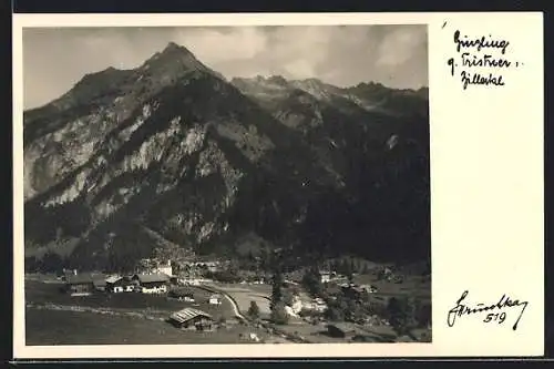 Foto-AK Hans Hruschka Nr. 519: Ginzling, Ortsansicht gen Tristner, Zillertal