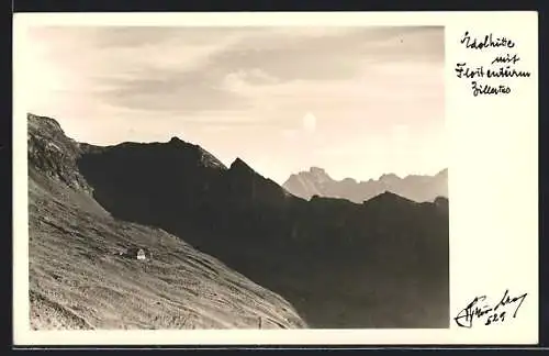 Foto-AK Hans Hruschka Nr.529: Edelhütte mit Floitenturm