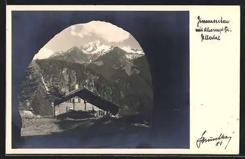 Foto-AK Hans Hruschka Nr. 81: Mayrhofen /Zillertal, Gasthaus Zimmerchen mit Ahornspitze