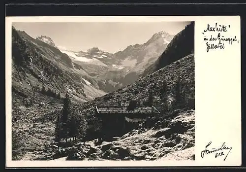 Foto-AK Hans Hruschka Nr. 612: Zillertal, Maxhütte in der Gunggel