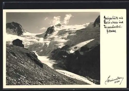 Foto-AK Hans Hruschka Nr. 720: Greizerhütte m. Floitenkees, Zillertal