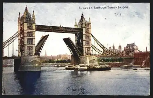 AK London, Tower Bridge, Dampfer