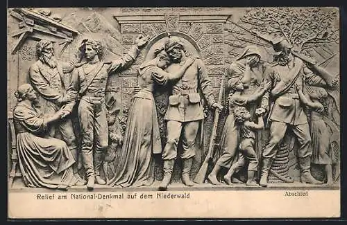 AK Relief am National-Denkmal auf dem Niederwald, Kriegers Abschied