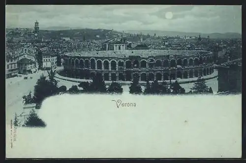 AK Verona, Panorama mit Amphitheater