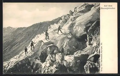 AK Bergsteiger auf dem Rhonegletscher
