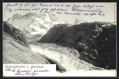 AK Gornergletscher und Breithorn