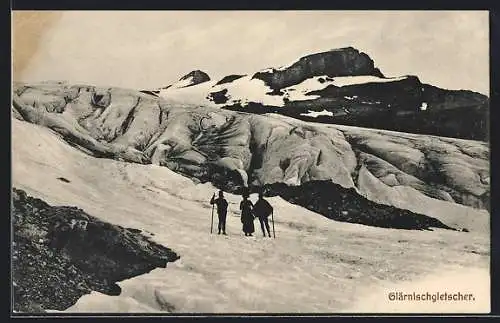 AK Glärnischgletscher, Wanderer auf dem Gletscher