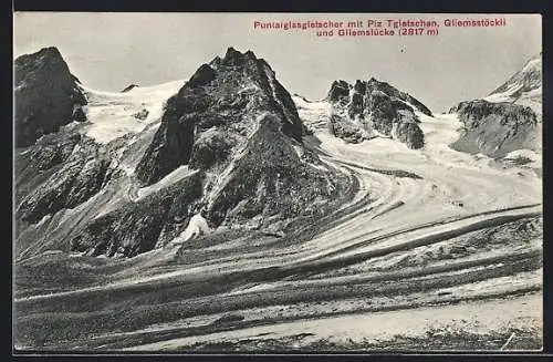 AK Puntaiglasgletscher mit Piz Tgietschen, Gliemsstöckli und Gliemslücke