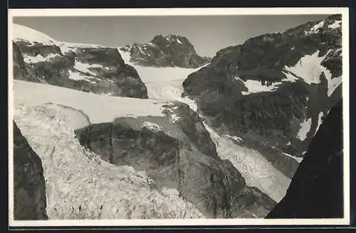 AK Fuarela Zadrell, Gletscherabbrücke und Piz Buin