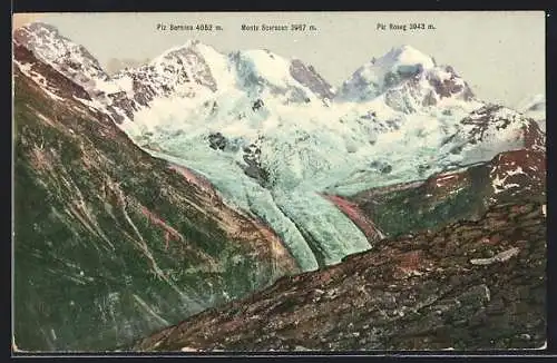 AK Bernina-Gruppe mit Roseg-Gletscher