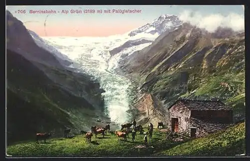 AK Berninabahn, Alp Grüm mit Plügletscher