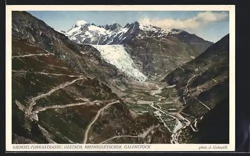 AK Grimsel-Furkastrasse, Gletsch, Rhonegletscher und Galenstock