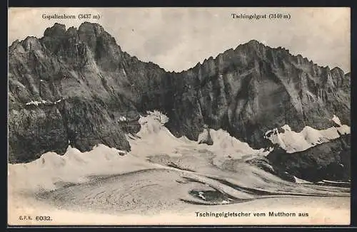 AK Tschingelgletscher vom Mutthorn aus, Gspaltenhorn und Tschingelgrat