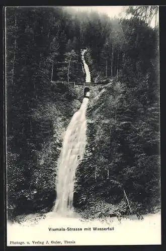 AK Viamala-Strasse mit Wasserfall