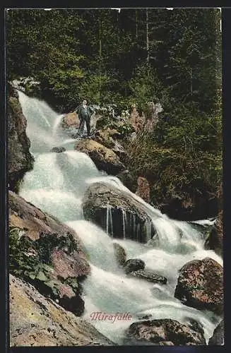 AK Mirafälle, Ortspartie mit Wasserfall