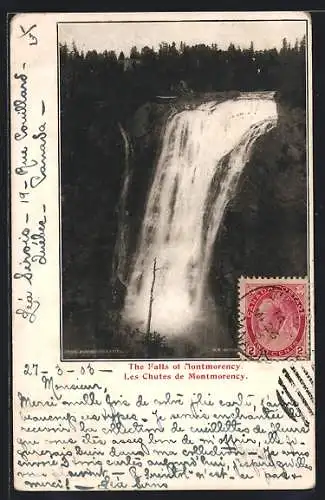 AK The Falls of Montmorency, Blick auf Wasserfall