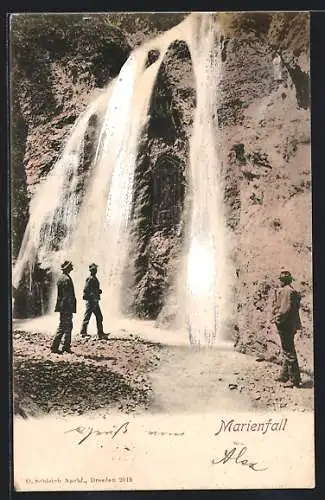 AK Wanderer am Marienfall, Wasserfall