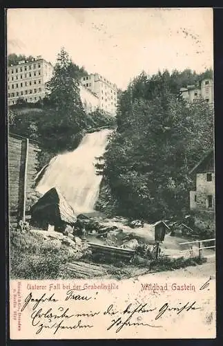 AK Bad Gastein, Ortsansicht mit Unterem Fall