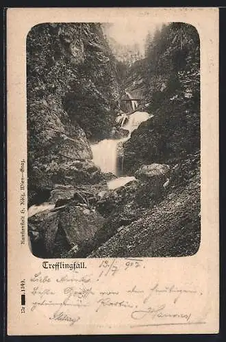 AK Trefflingfall, Blick auf Wasserfall