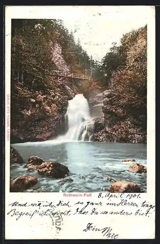 AK Rothwein-Fall, Wasserfall und Holzbrücke