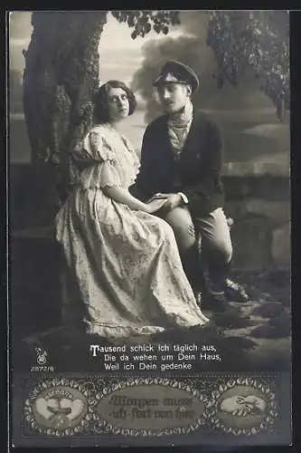 Foto-AK RPH Nr. 2872 /6: Liebespaar auf Bank unterm Baum