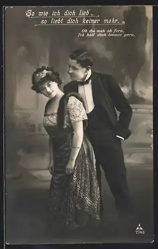 Foto-AK Photochemie Berlin Nr. 7743: So wie ich dich lieb, so liebt dich keiner mehr, Junges Liebespaar