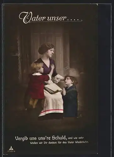 Foto-AK Photochemie Berlin Nr. 3730-4: Mutter und betende Kinder