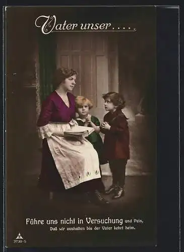 Foto-AK Photochemie Berlin Nr. 3730-5: Vater unser, Mutter liest aus der Bibel vor