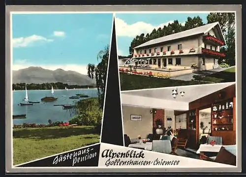 AK Gollenshausen /Chiemsee, Gästehaus-Pension Alpenblick, Bes. Josef u. Charlotte Gschlössl