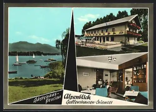 AK Gollenshausen /Chiemsee, Gästehaus-Pension Alpenblick, Bes. Josef u. Charlotte Gschlössl