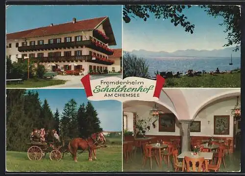 AK Schalchen /Chiemsee, Hotel Schalchenhof mit Innenansicht